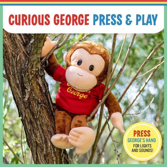 KIDS PREFERRED Curious George Press and Play Stuffed Animal with Music and Ligh - Picture 2 of 4